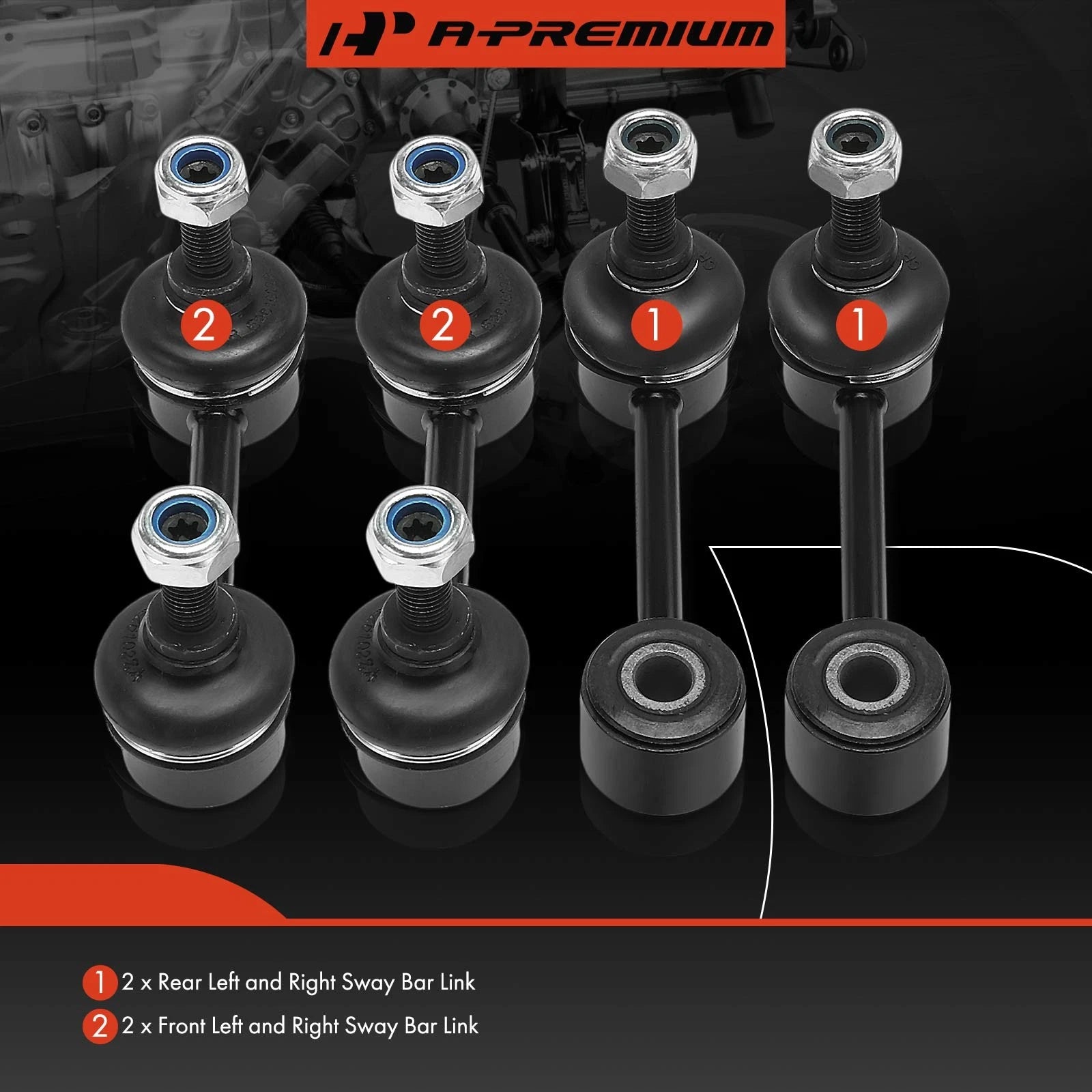 Set of 4 Sway Bar Links for Kia Sephia, Spectra (1998–2004)