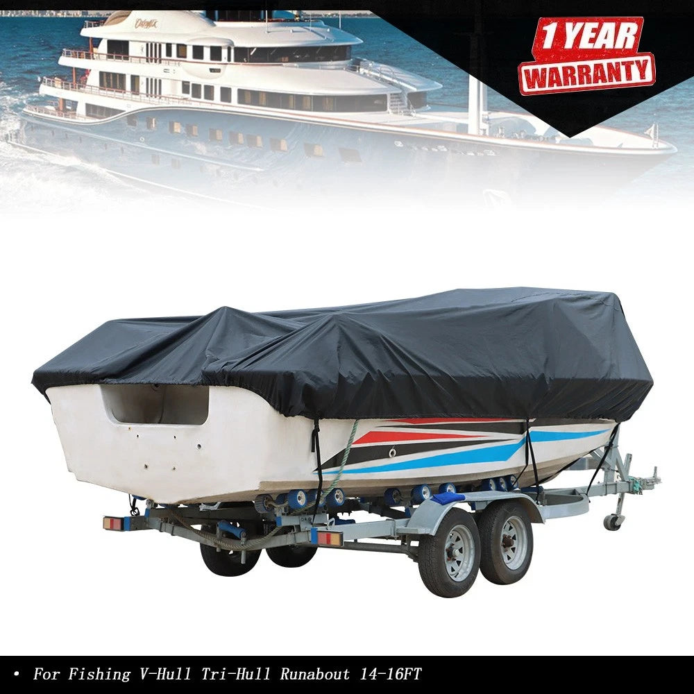 Heavy Duty Waterproof Boat Cover for V-Hull Runabout (2014â2016)