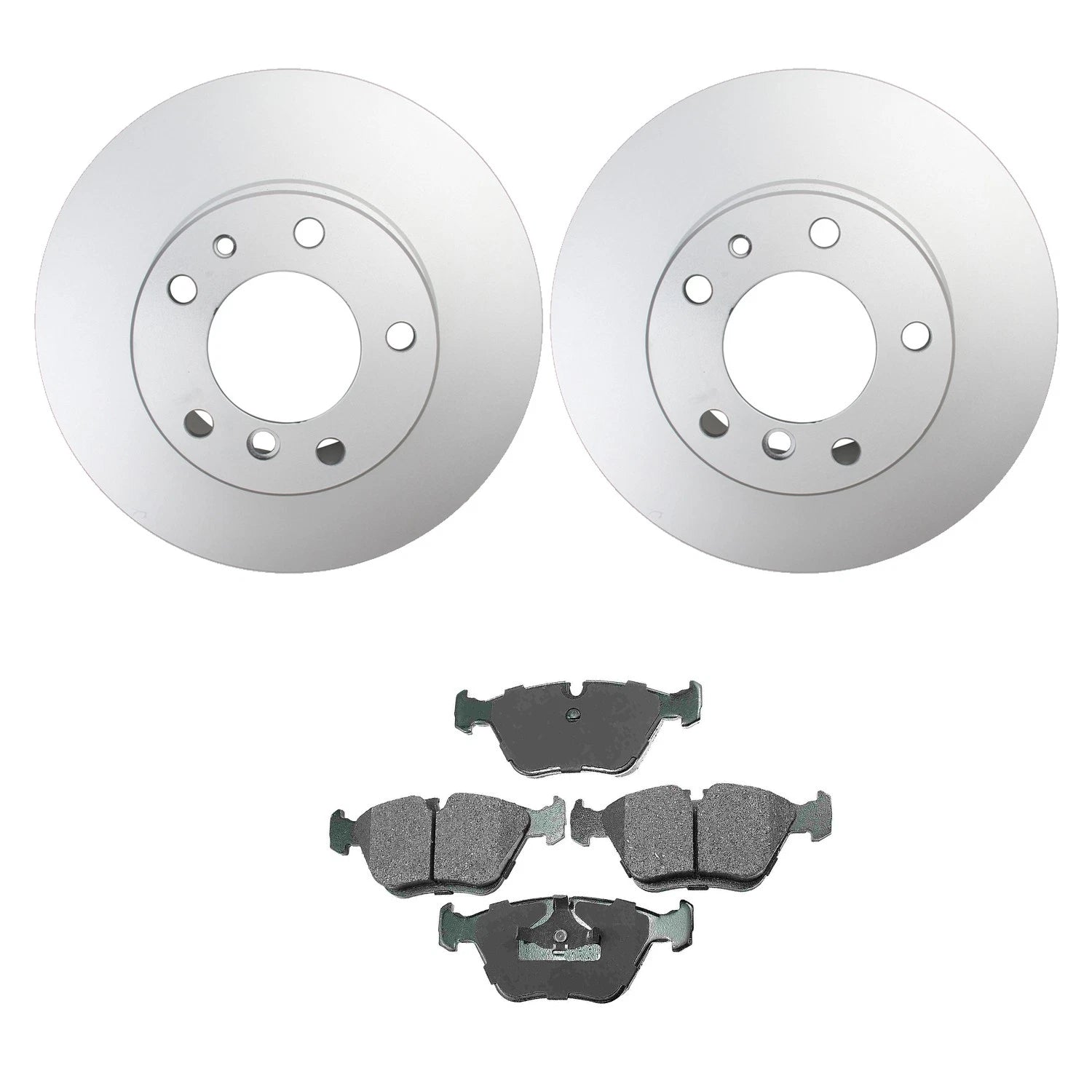 Front Rotors & Akebono EURO Ceramic Brake Pads Kit for BMW E34 525i 530i (1988–1995)