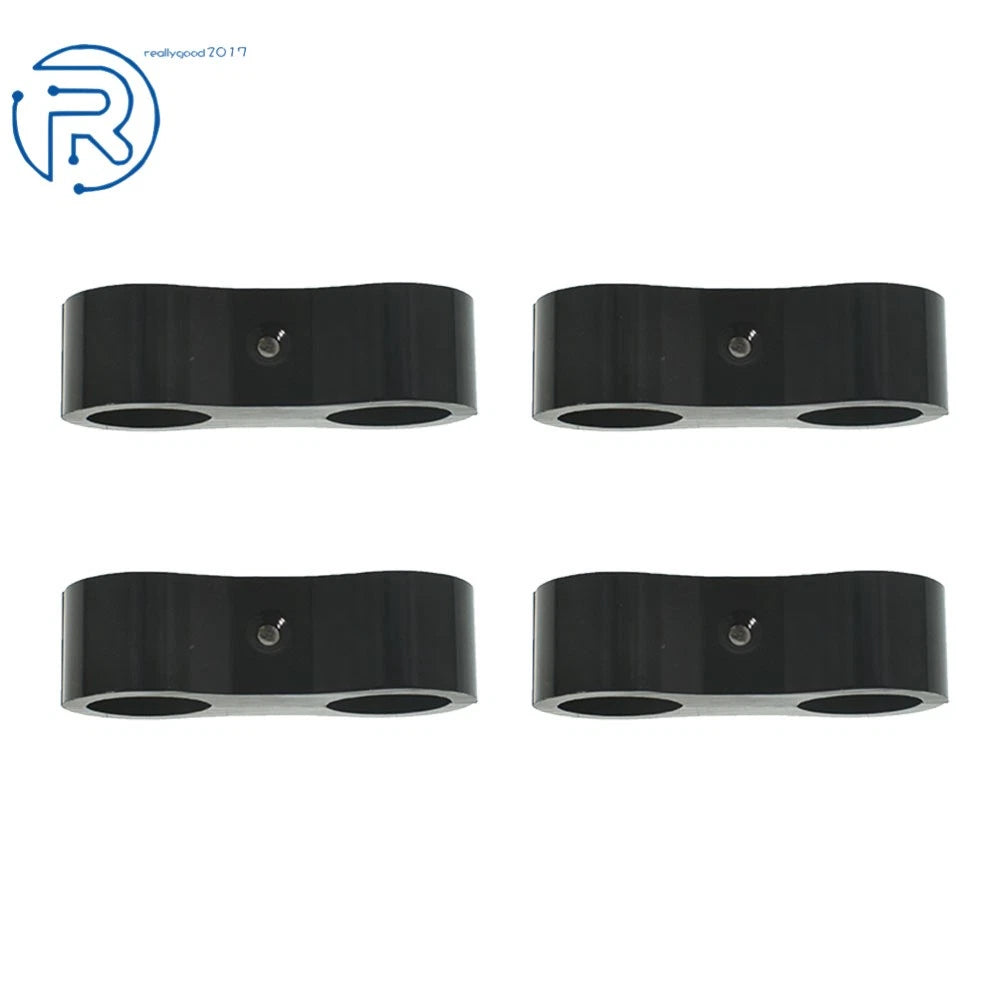 Set of 4 Black Aluminum 6AN Hose Separator Clamps for Oil/Fuel Hose