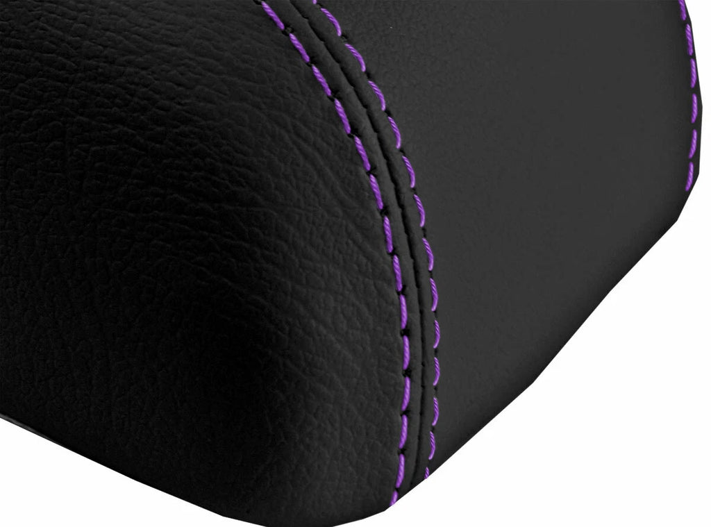Leather Console Lid Armrest Cover for Hyundai Elantra (2007–2010) Purple Stitch