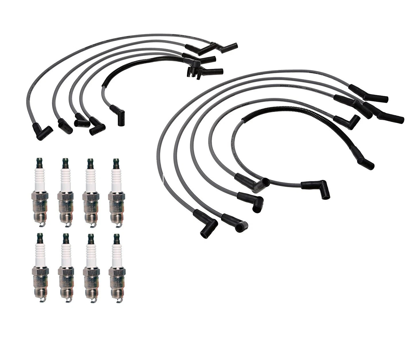 Denso 8mm Wire Set & 8 Iridium TT Spark Plugs for Ford 5.0L 5.8L V8