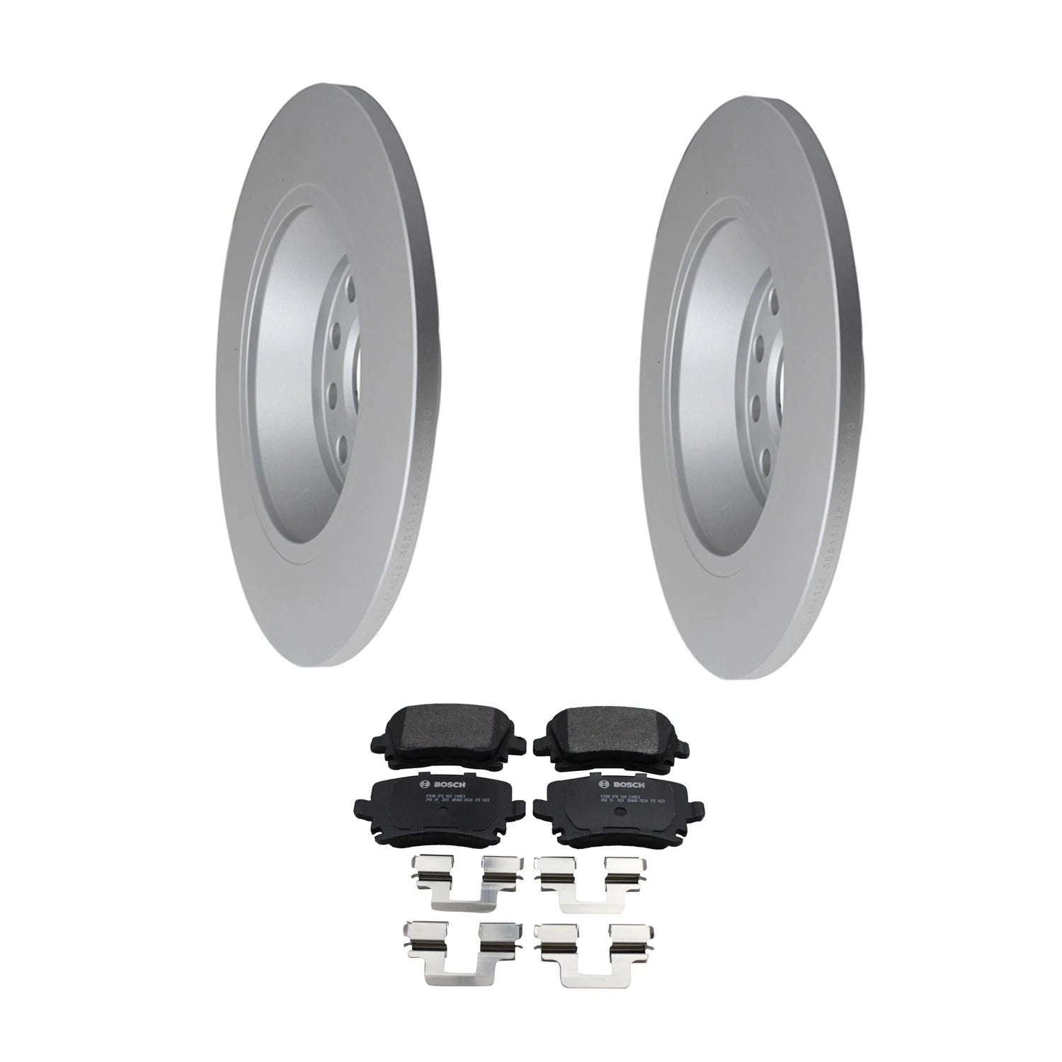 Hella Rear Rotors & Bosch QuietCast Disc Brake Pads Kit for Audi A6 Quattro