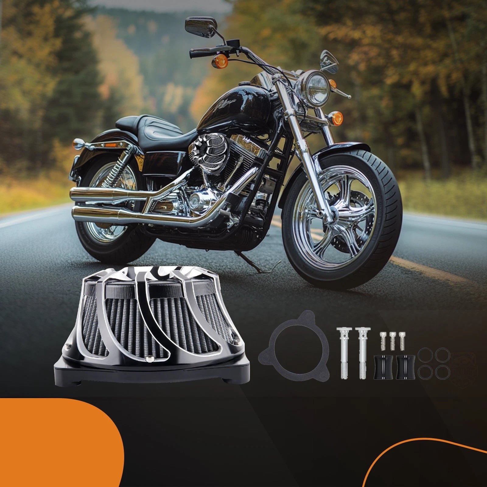 Air Cleaner Intake Filter Kit for Harley Touring Road Street Glide Dyna (2008–2016)