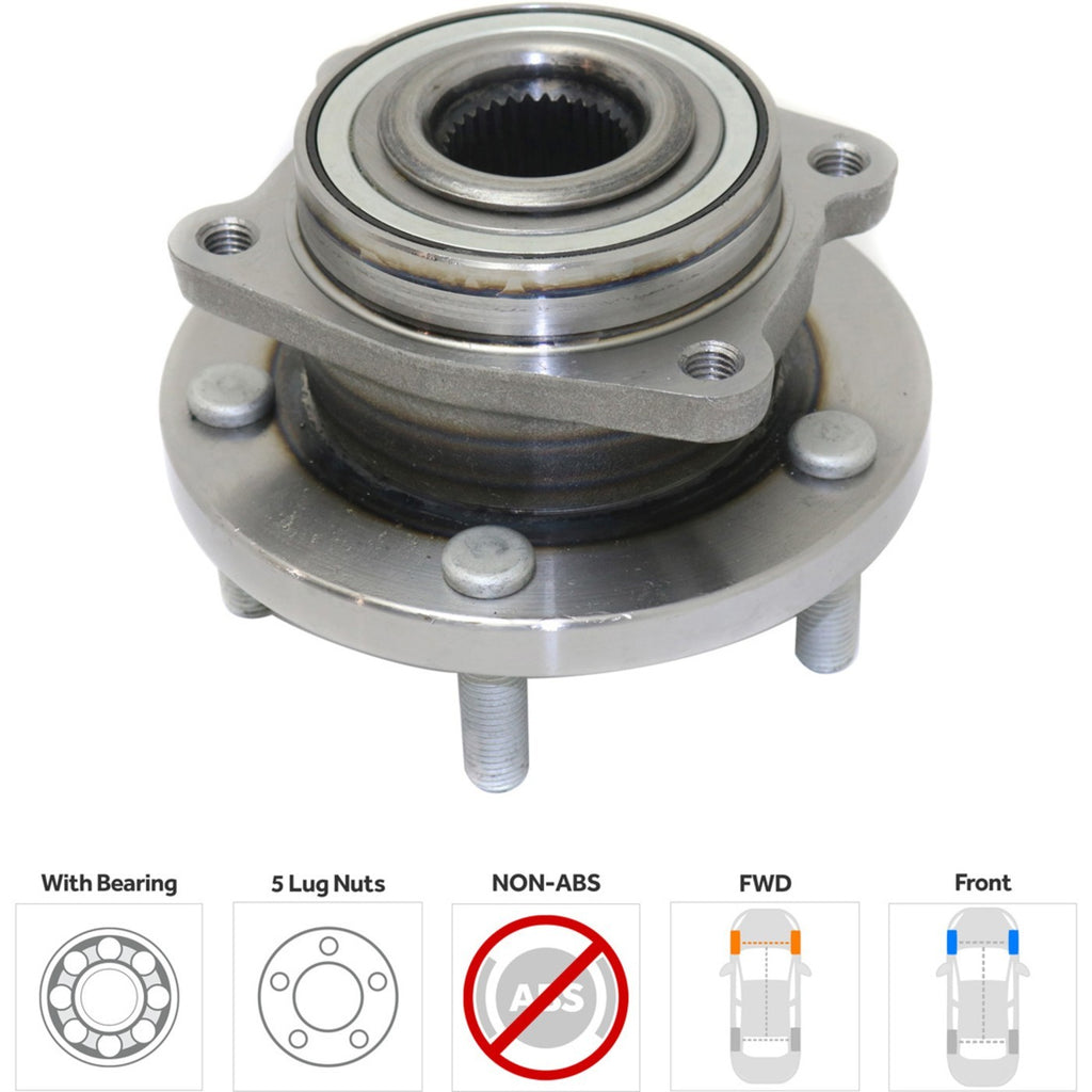 Set of 2 Wheel Hubs for Dodge Avenger (2008–2010) with Bearings