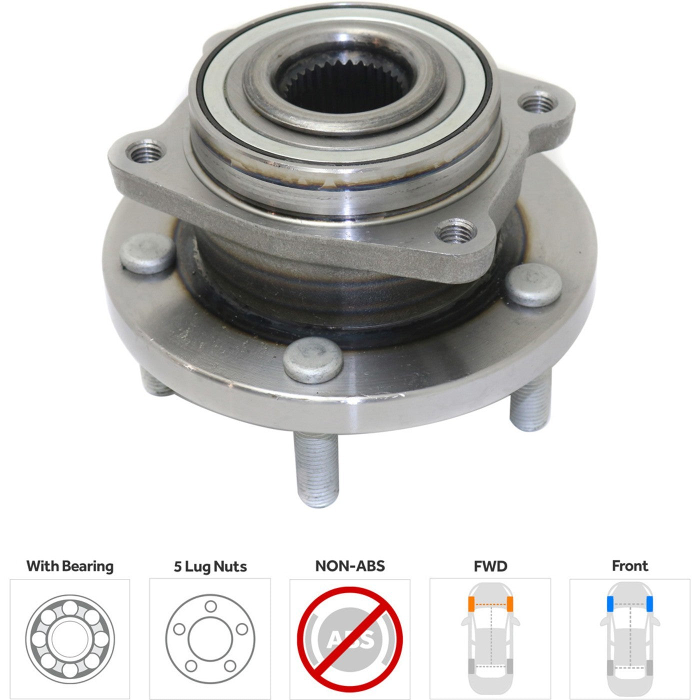 Set of 2 Wheel Hubs for Dodge Avenger (2008–2010) with Bearings