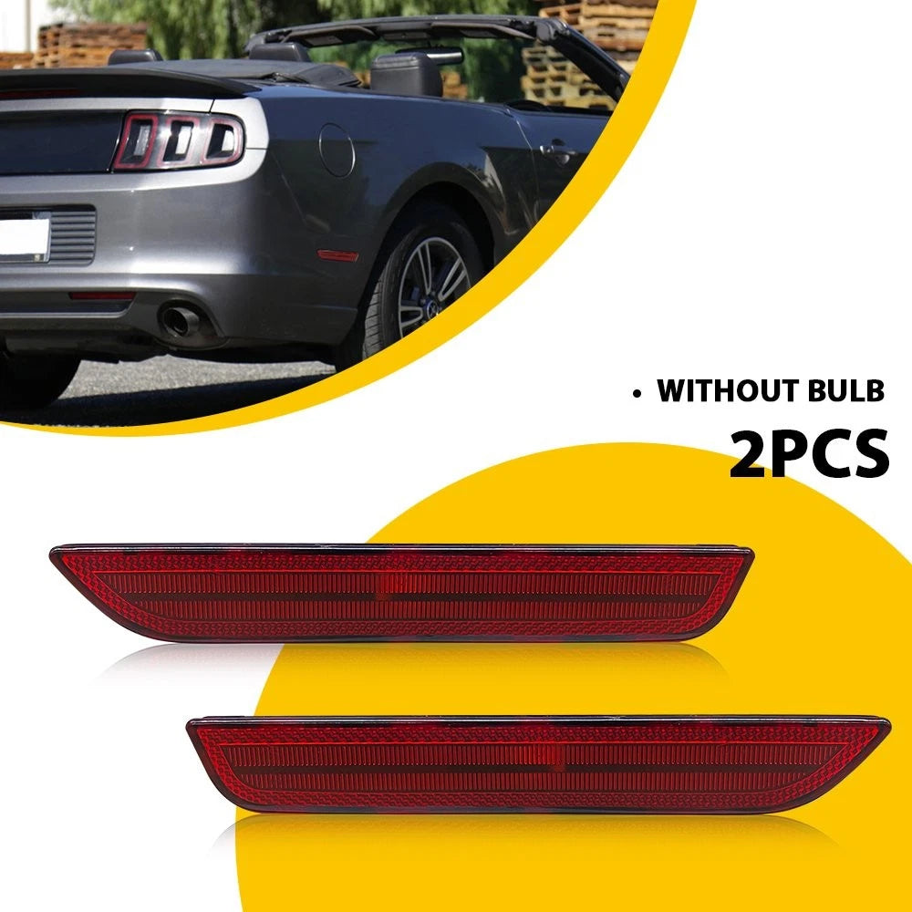 2X Red Lens Rear Bumper Side Marker Lights for Ford Mustang (2010–2014)