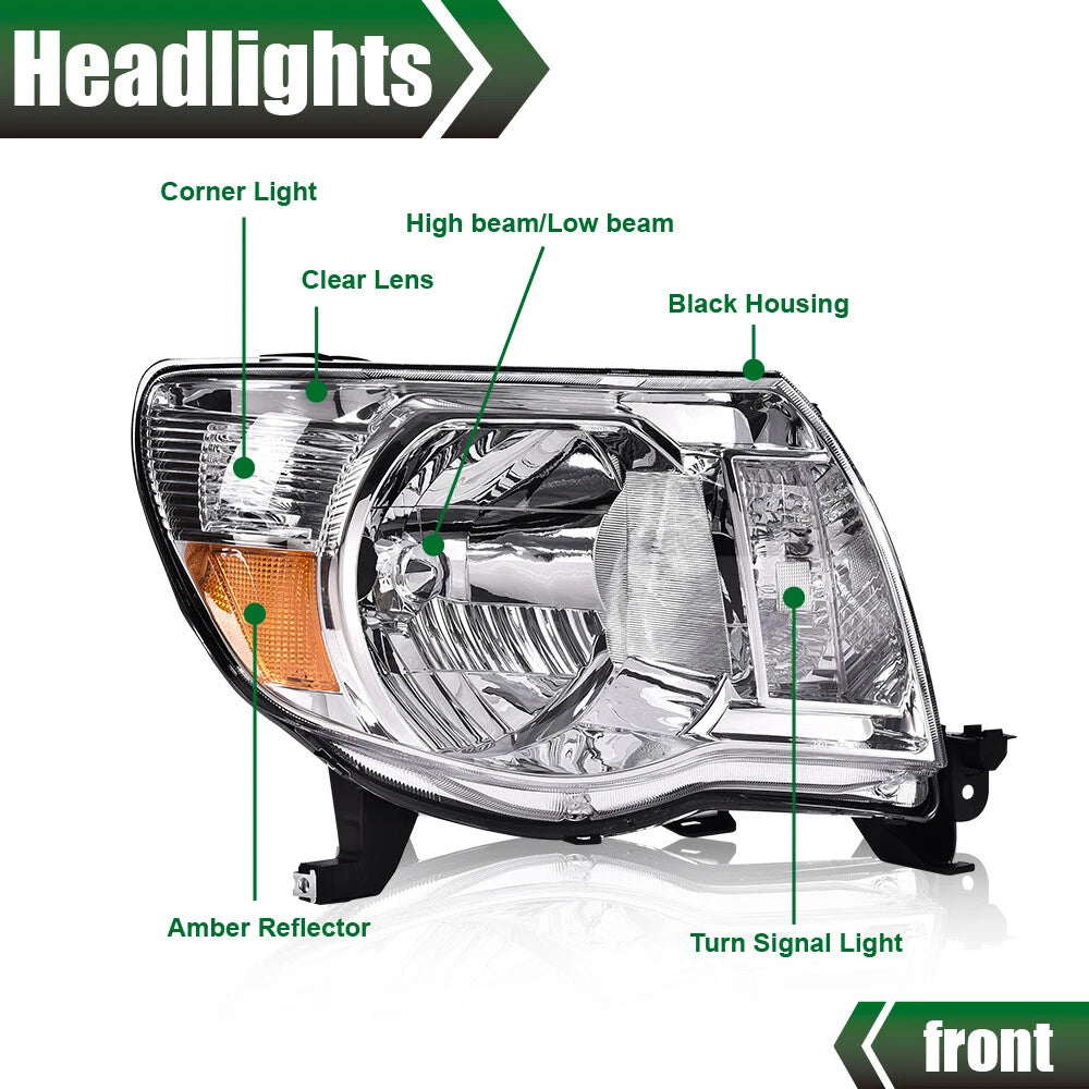 Set of 2 Headlights for Toyota Tacoma (2005–2011)