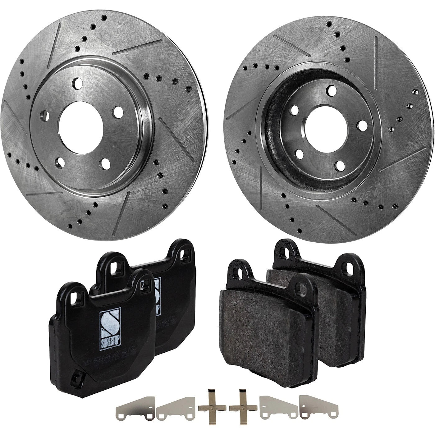 Brake Disc and Pad Kit for Nissan 350Z (2007–2009) Cross-drilled Slotted Rear