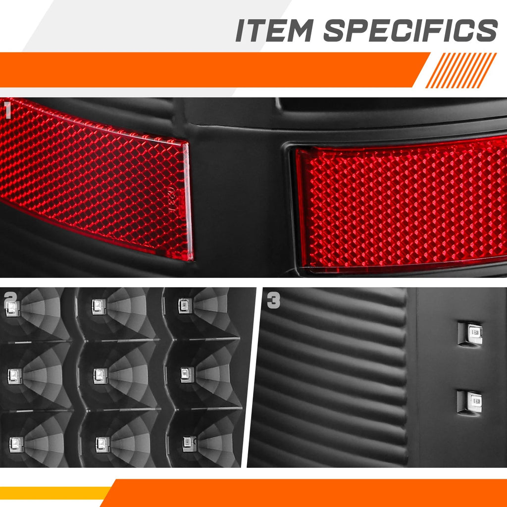 2X Full LED Tail Lights for GMC Sierra (2007–2014) Black