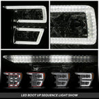 LED Sequential Chasing Projector Chrome Amber Headlights for Ford F-150 (2021–2023)