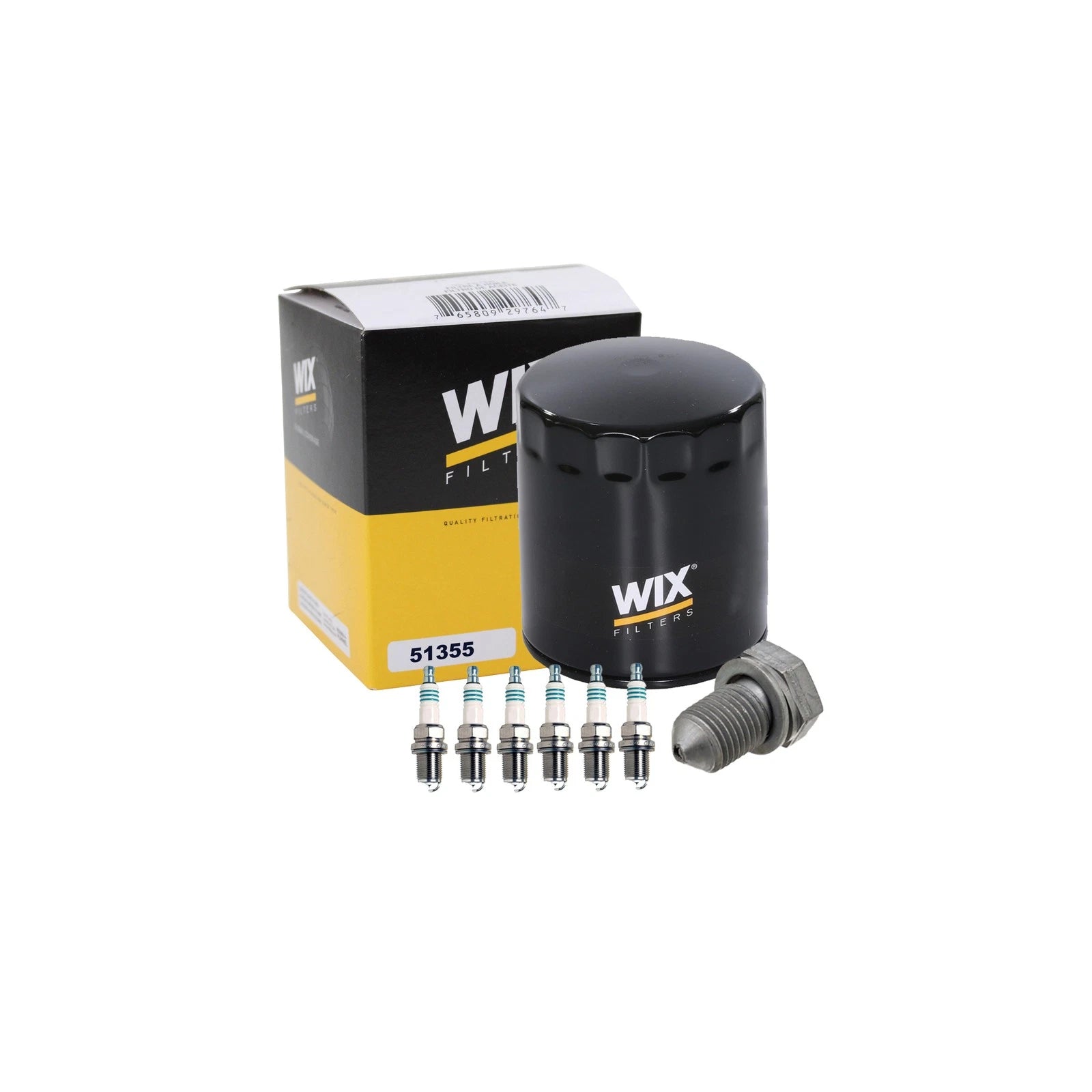 Set of 6 Iridium Power Spark Plugs & Wix Engine Oil Filter for Audi A4 A6 Quattro