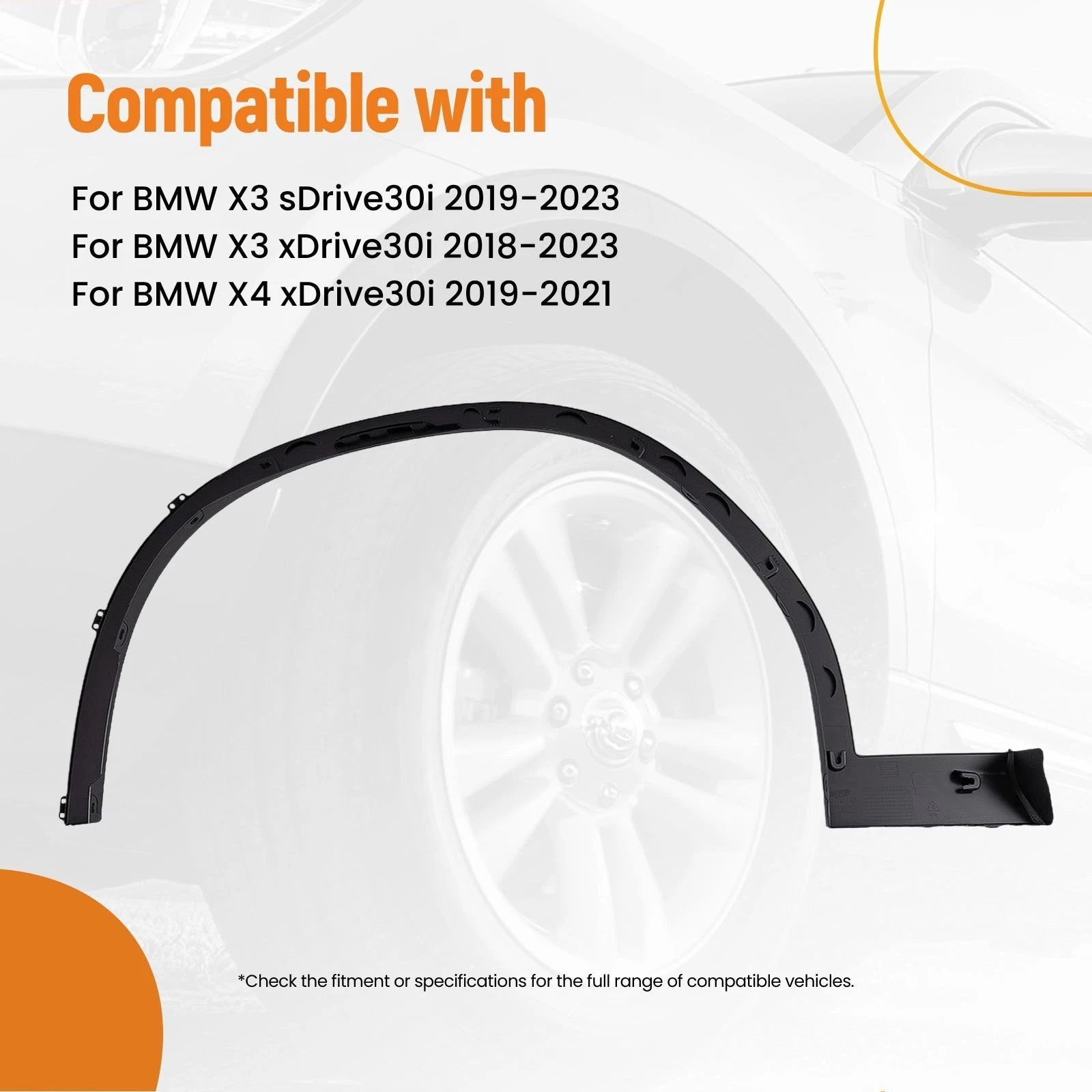 Front Fender Trim Left for BMW X3 X4 (2018–2023) 51777400671 Plastic Black