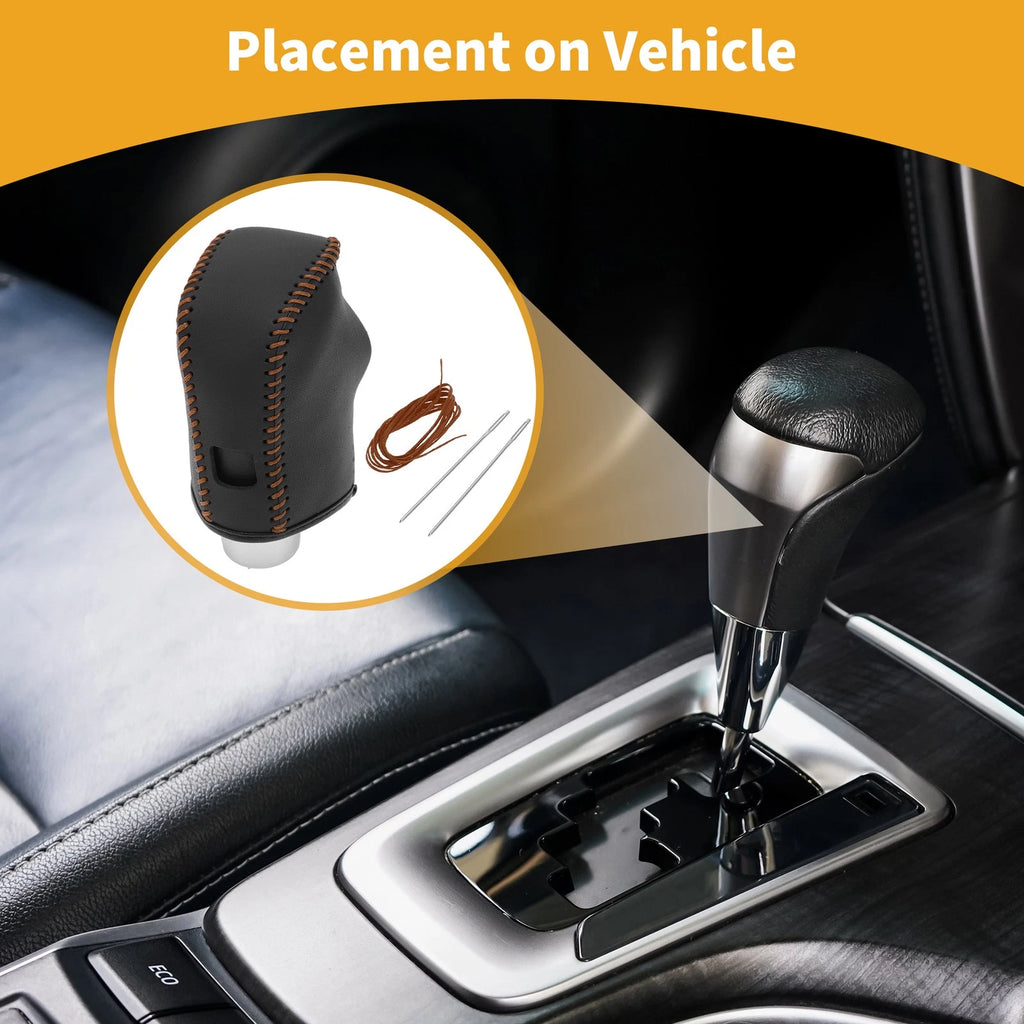 Gear Shift Knob Cover for Nissan Altima (2019–2024) Black Brown Faux Leather