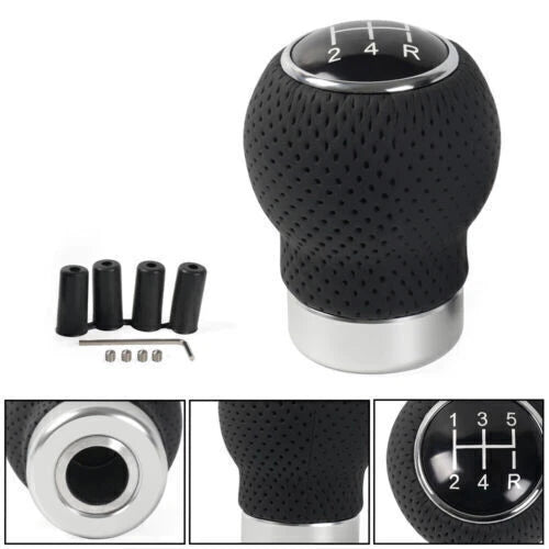 5-Speed Gear Shift Knob Kit for Manual Cars (Black Leather)