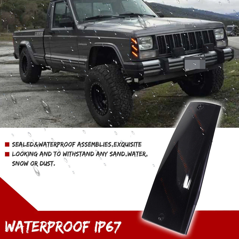 2X Smoked Amber LED Front Vertical Side Markers for Jeep Cherokee XJ