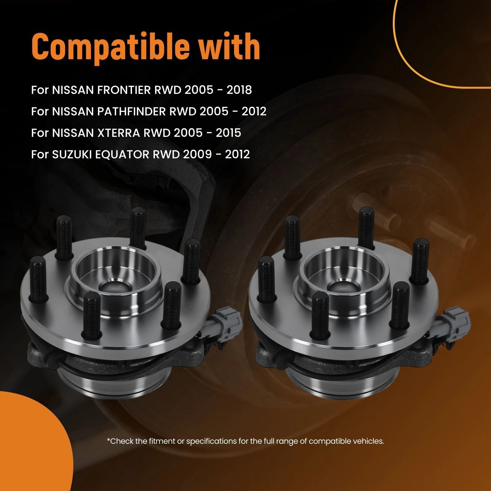 2X Front Wheel Bearing Hub for Nissan Xterra/Frontier (2005–2015) 515064 1411-09854 RWD