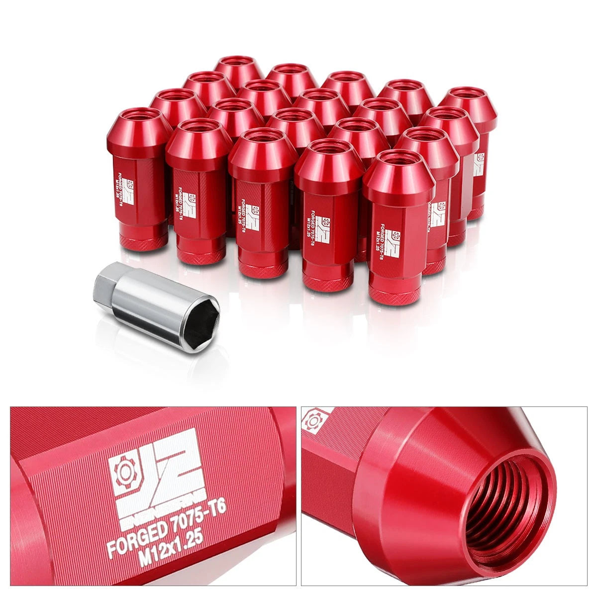 20Pcs M12x1.25 Closed End Knurled Acorn Lug Nuts for Universal Fit (N/A)