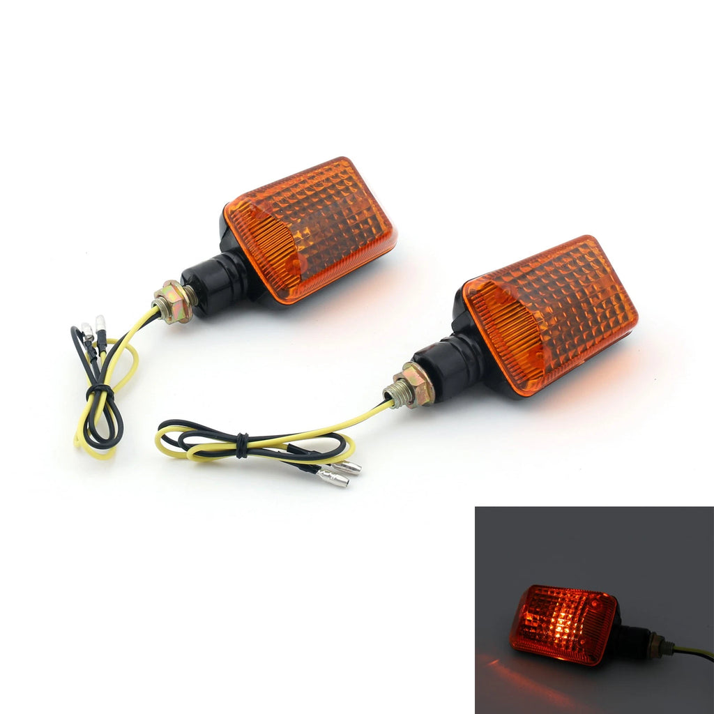 2X Universal Motorcycle Turn Signal Light Lamp Blinkers Amber Lens