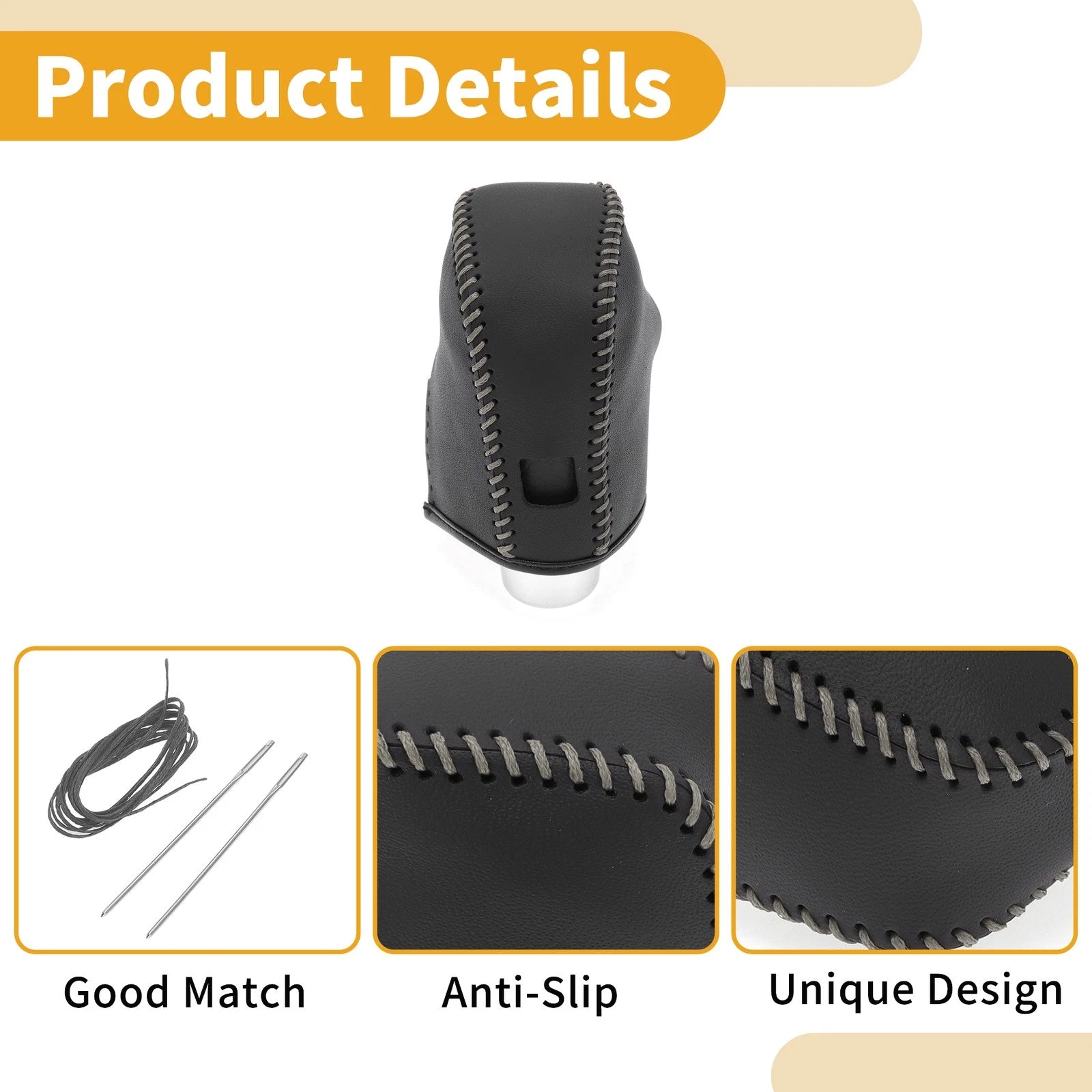 Gear Shift Knob Cover for Nissan Altima (2019–2024) Black Grey Faux Leather