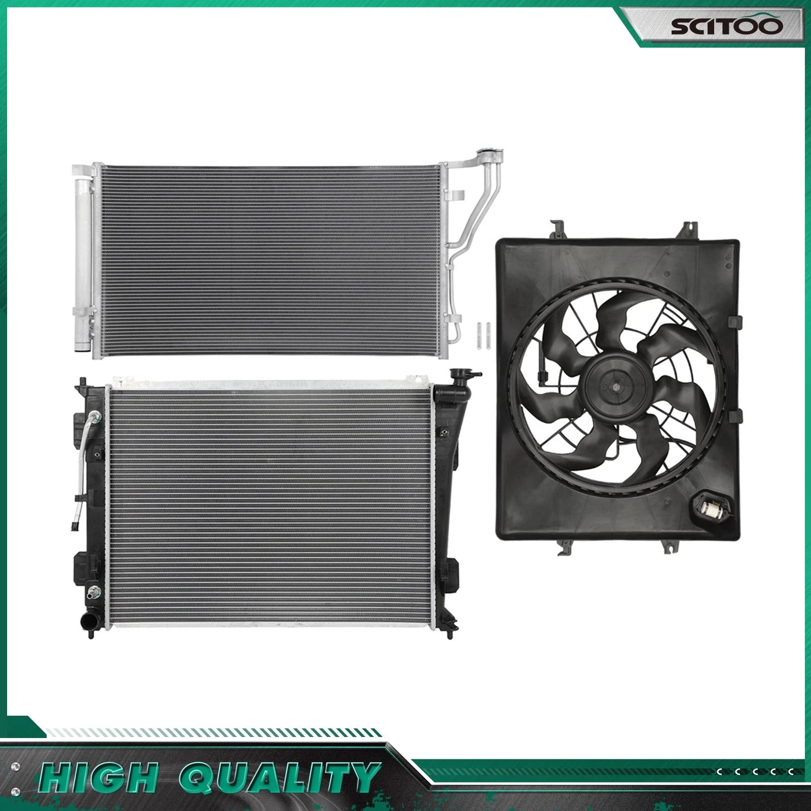 A/C Cooling Fan & Radiator & Condenser Kit for Kia Optima (2011–2013)