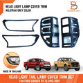 Grey Wildtrak Headlight Taillight Covers Trim for Ford Ranger PX T6 (15-21)