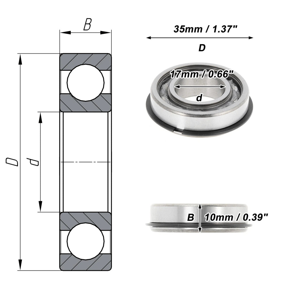 6003NR Deep Groove Ball Bearing for Scooter Skateboard Wheel (17x35x10mm)