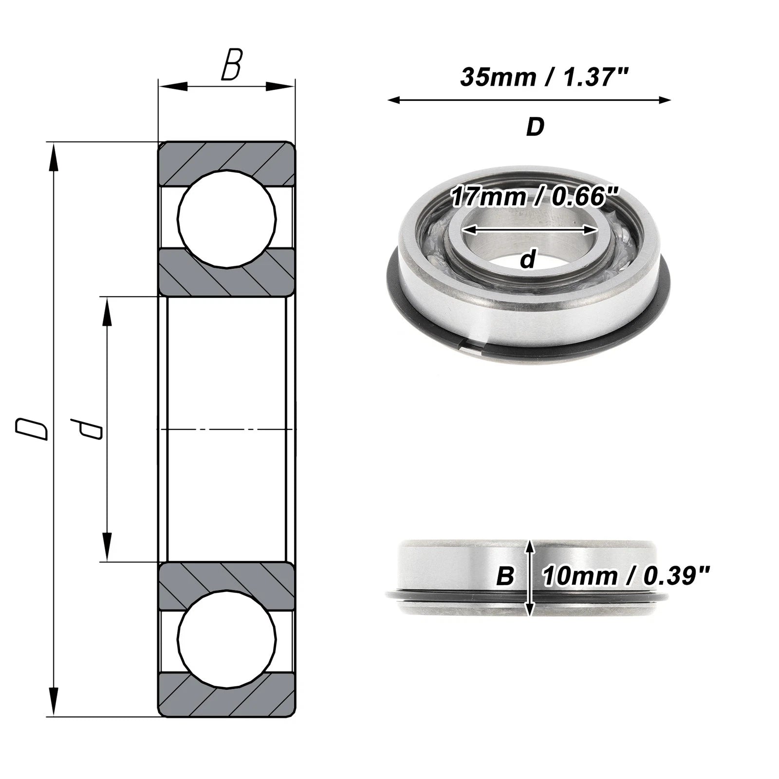 6003NR Deep Groove Ball Bearing for Scooter Skateboard Wheel (17x35x10mm)