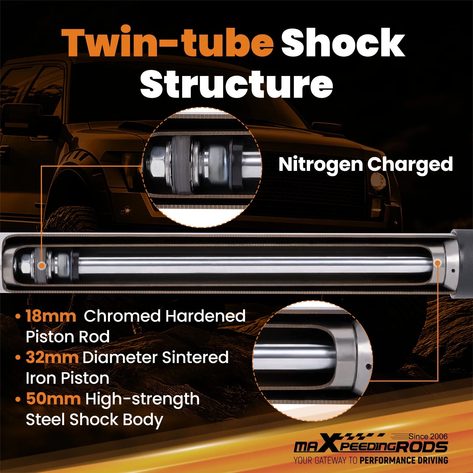 6" Drop Rear Lowering Shock Absorbers Pair for GMC C1500 (1988–1998)