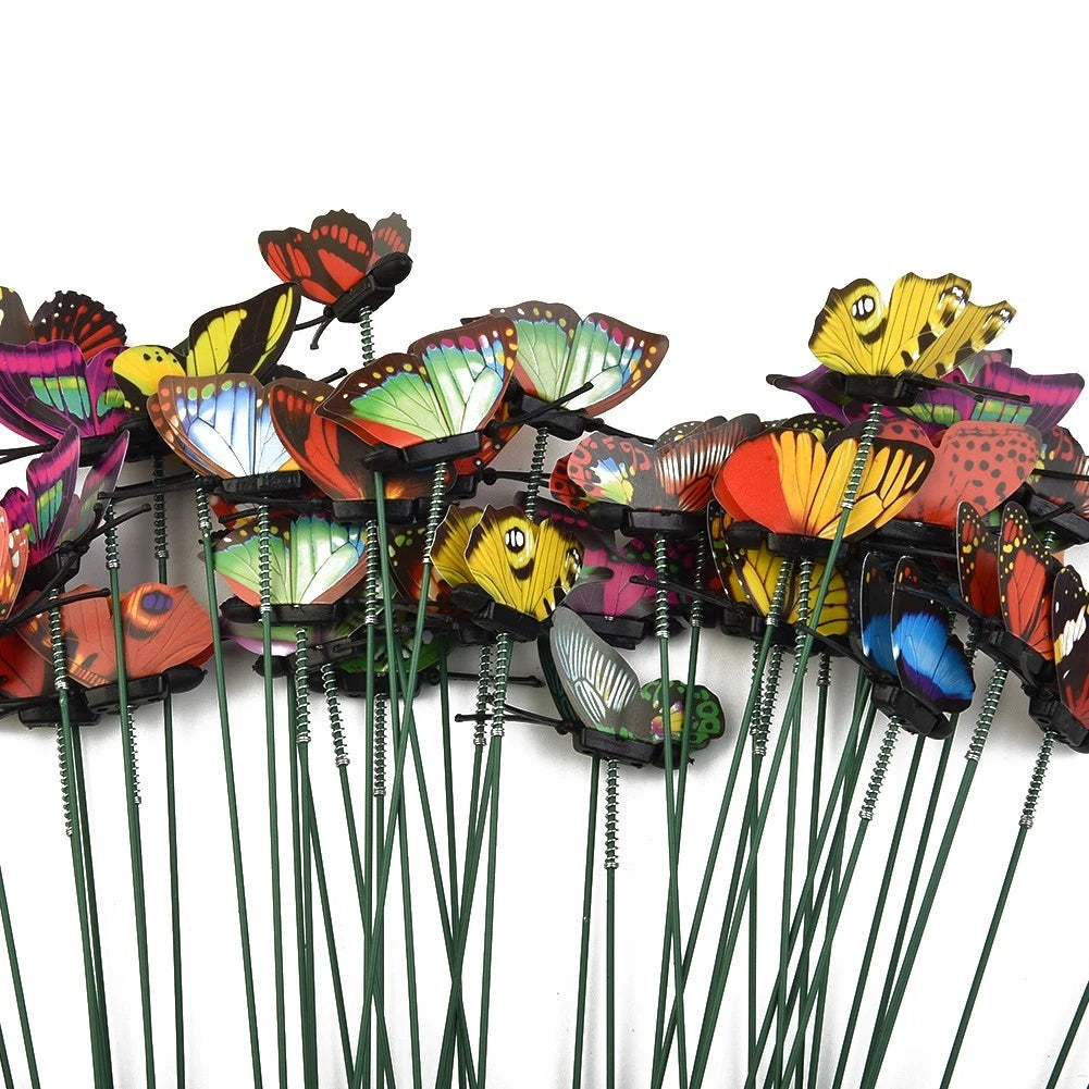 50pcs Waterproof Butterfly Stakes for Garden Display (25x4cm)