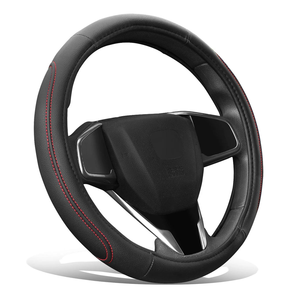 Steering Wheel Cover for - Matte Texture Grain Leather, Red