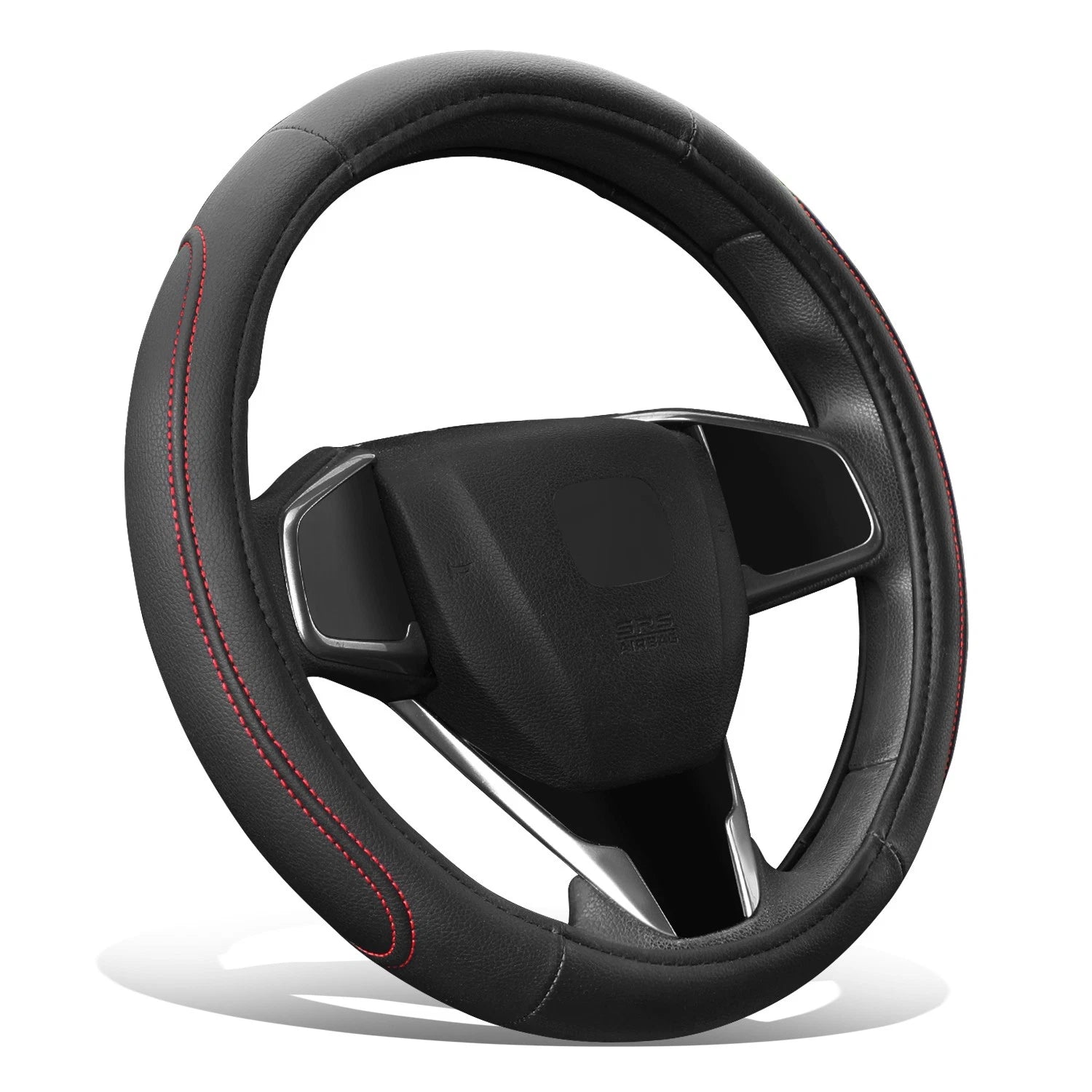 Steering Wheel Cover for - Matte Texture Grain Leather, Red