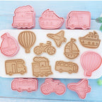 8-Piece Vehicle Theme Cookie Cutters Set - Train, Ship, Airplane