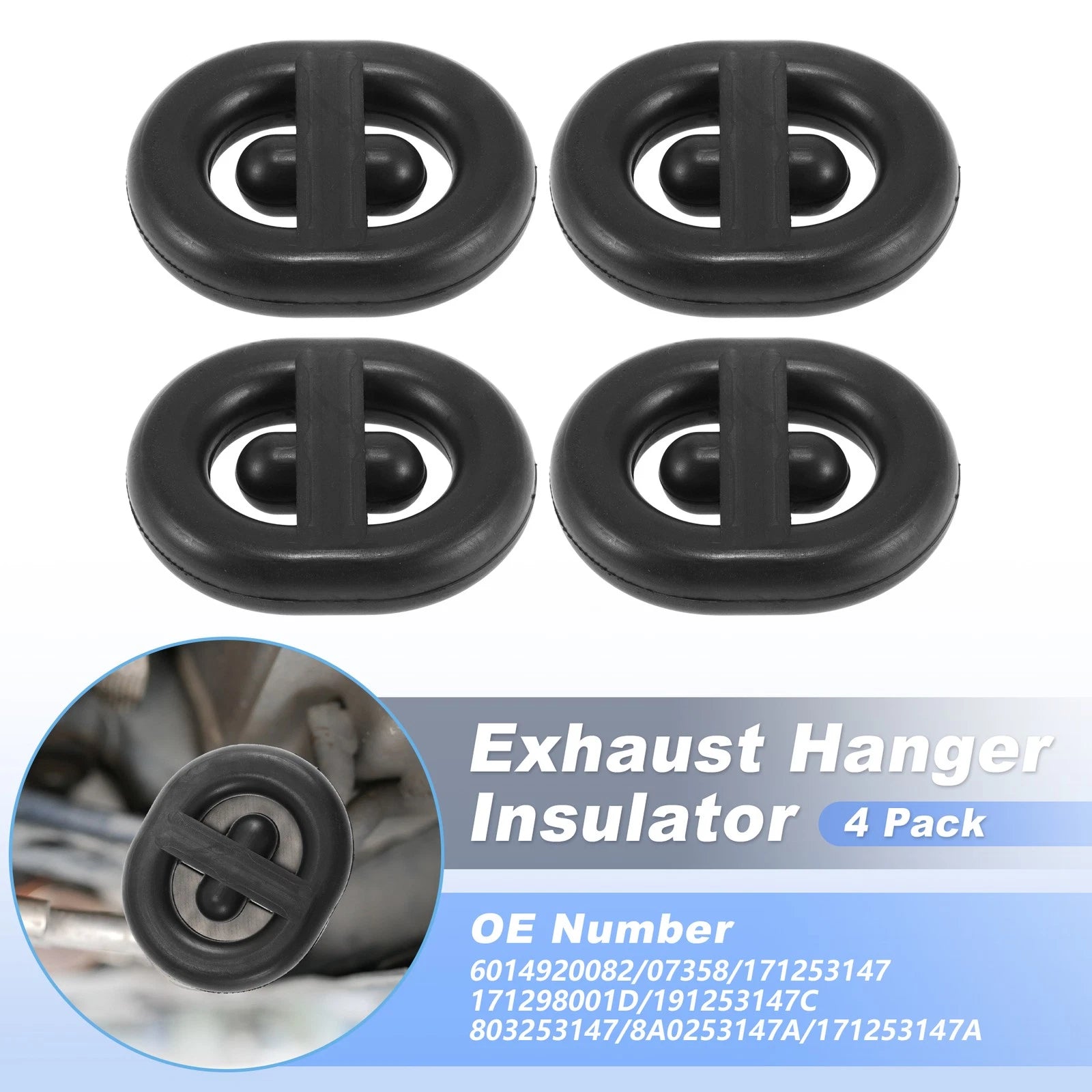 Set of 4 Exhaust Muffler Rubber Brackets for VW Golf, Passat, Audi 80, 90 (07358)