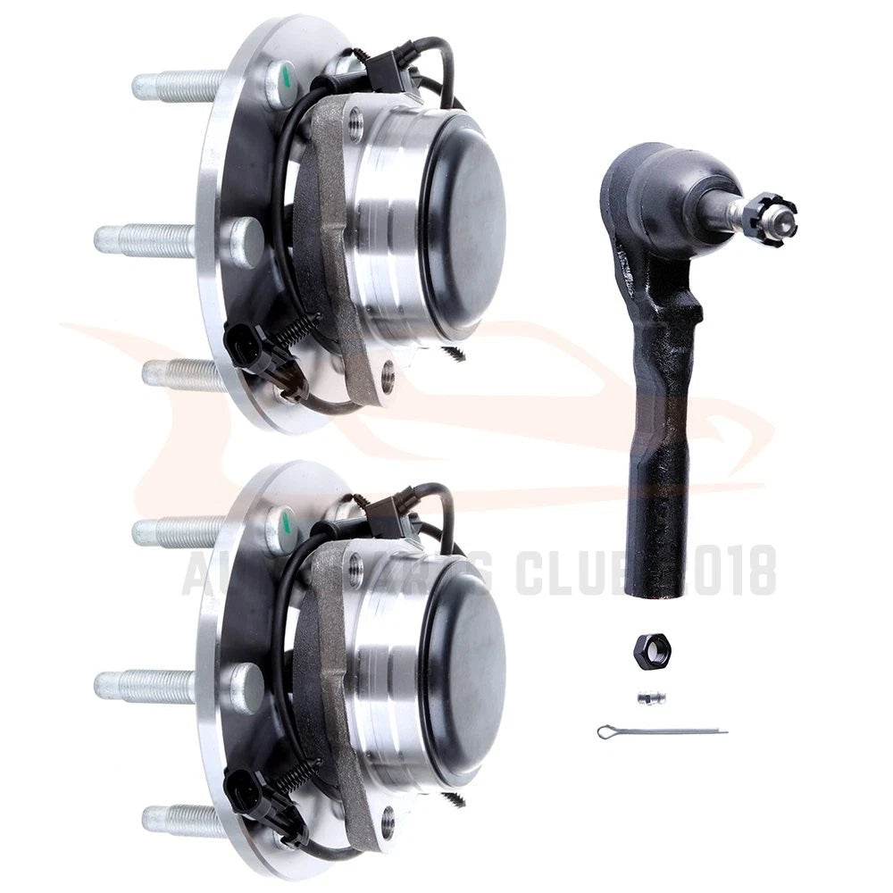 3X Front Wheel Hub & Bearing Assembly + Outer Tie Rod for Chevy GMC 2WD