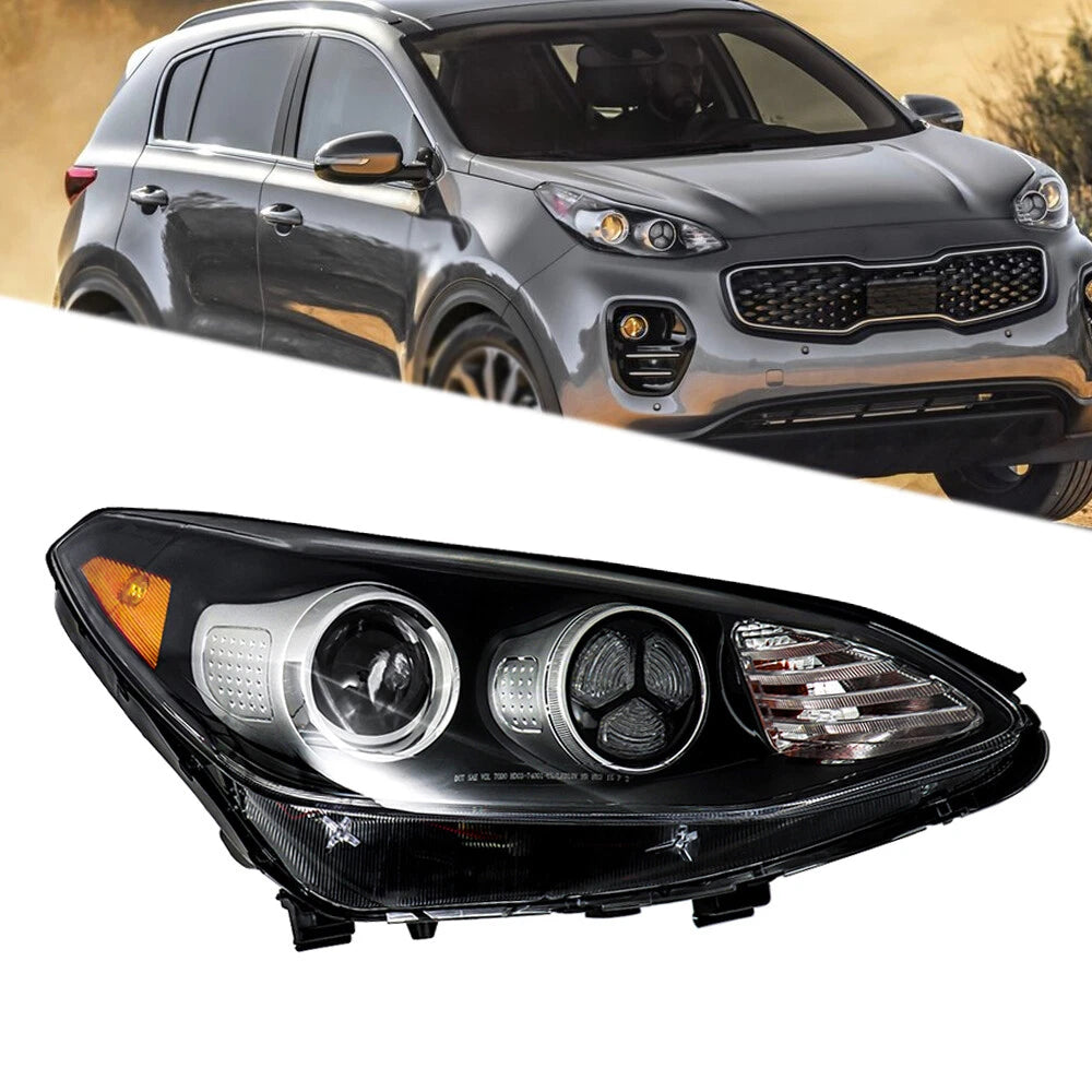 Right Halogen Headlight with LED DRL for Kia Sportage FWD (2017–2019)