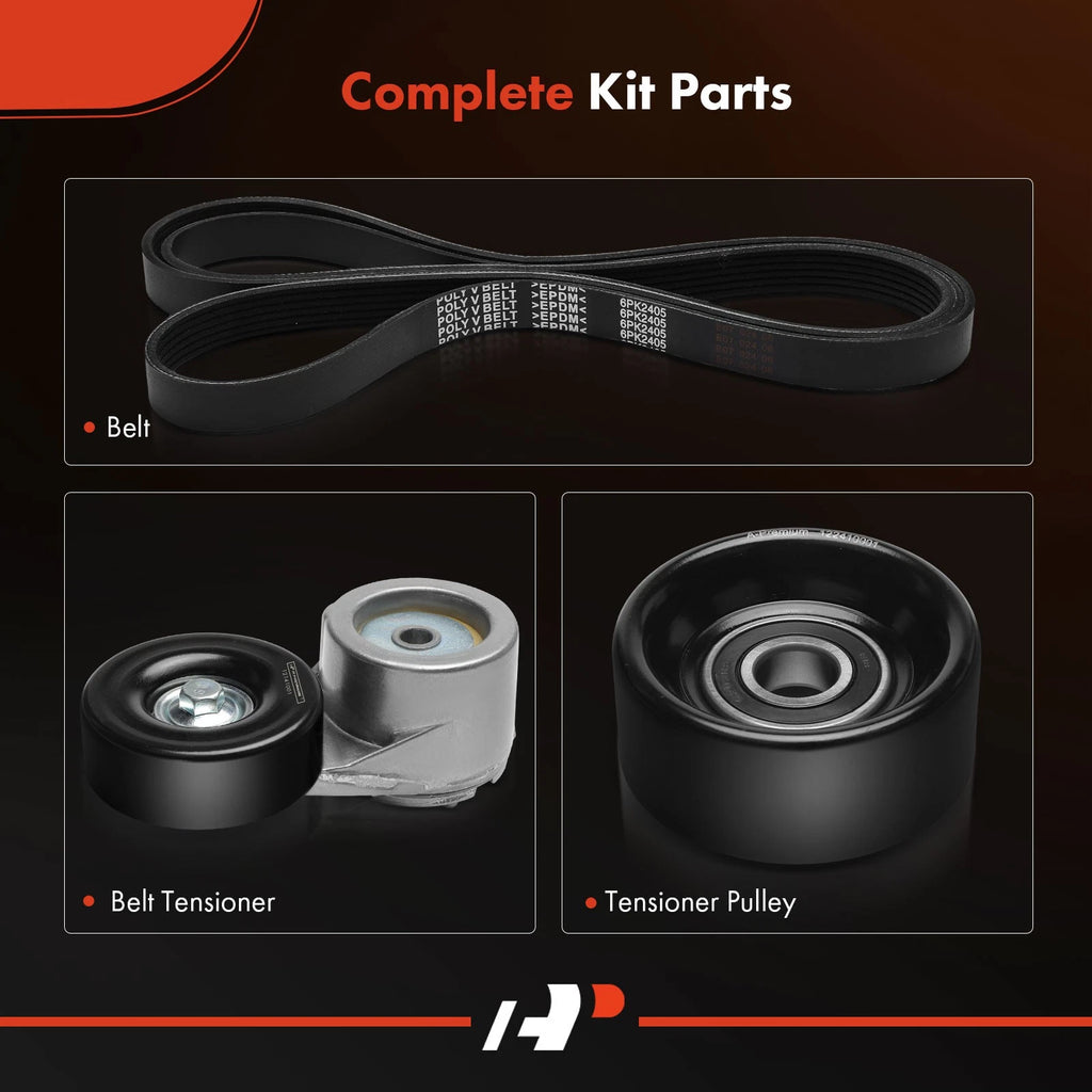 3X Serpentine Belt Drive Component Kit for Chevy G10 GMC G1500 (1987–1991)