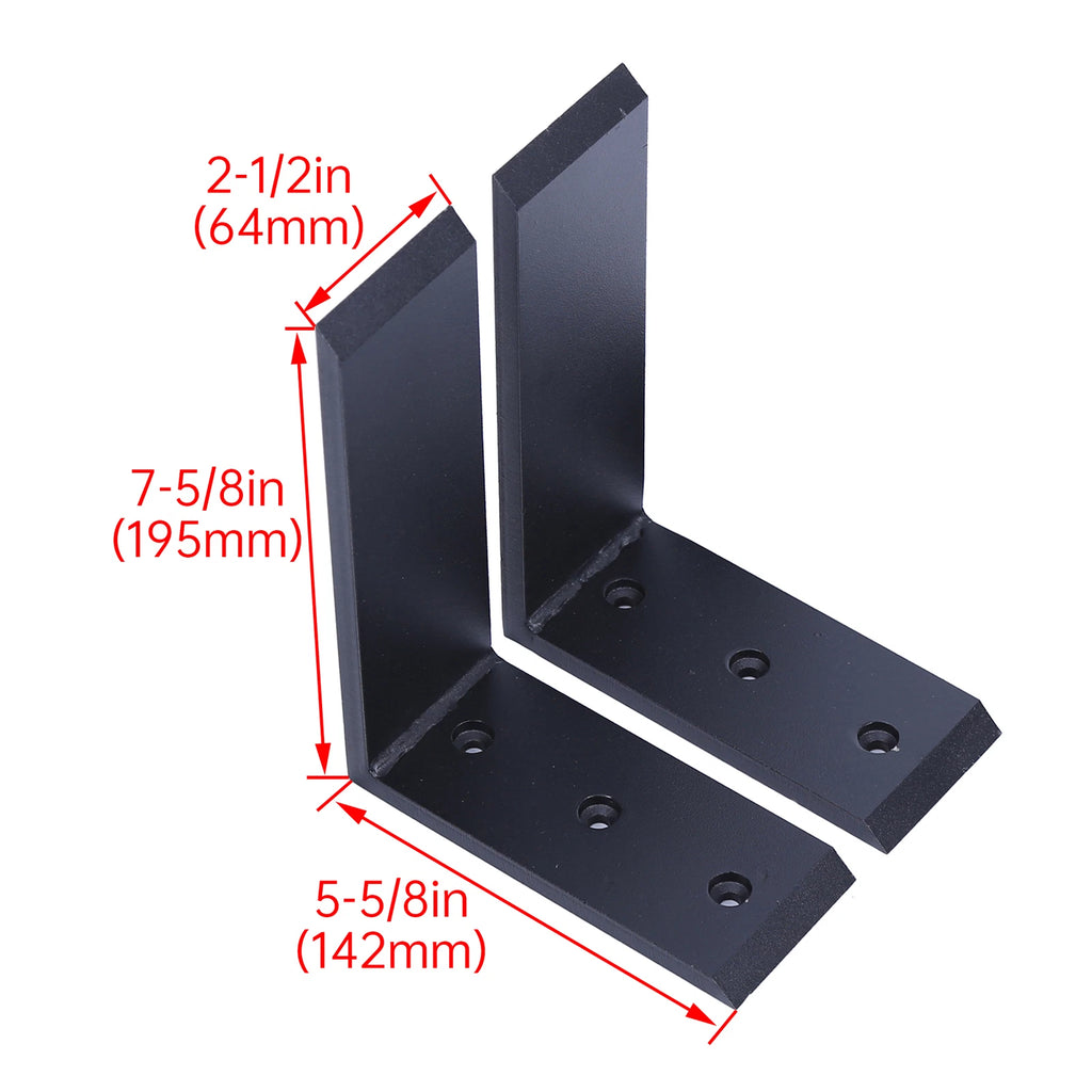 2 Heavy Duty Black Steel Countertop Support Brackets for Mantel Shelf