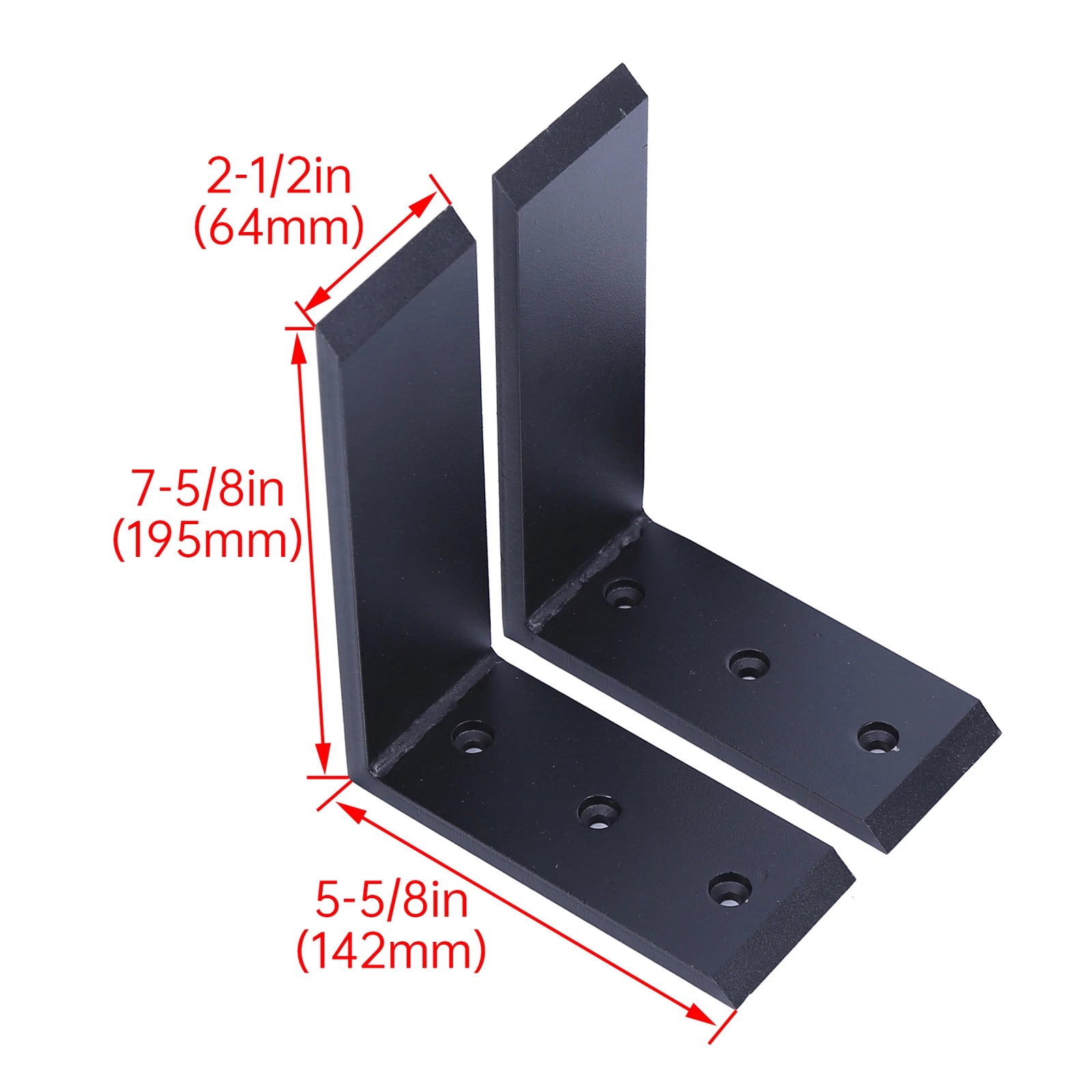 2 Heavy Duty Black Steel Countertop Support Brackets for Mantel Shelf