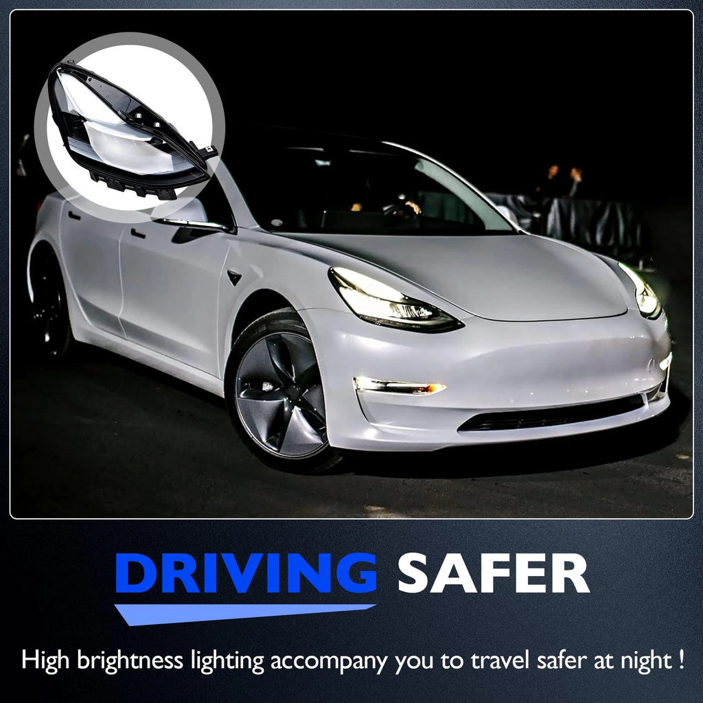 2X LED Headlight Lamps for Tesla Model 3 Y (2021-2023)