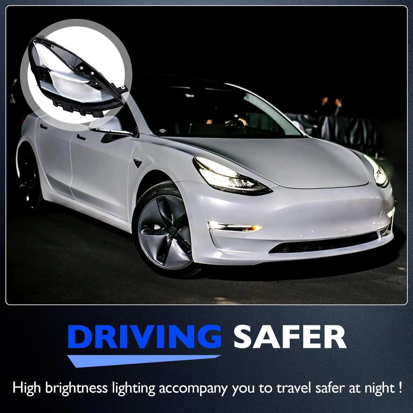 2X LED Headlight Lamps for Tesla Model 3 Y (2021-2023)