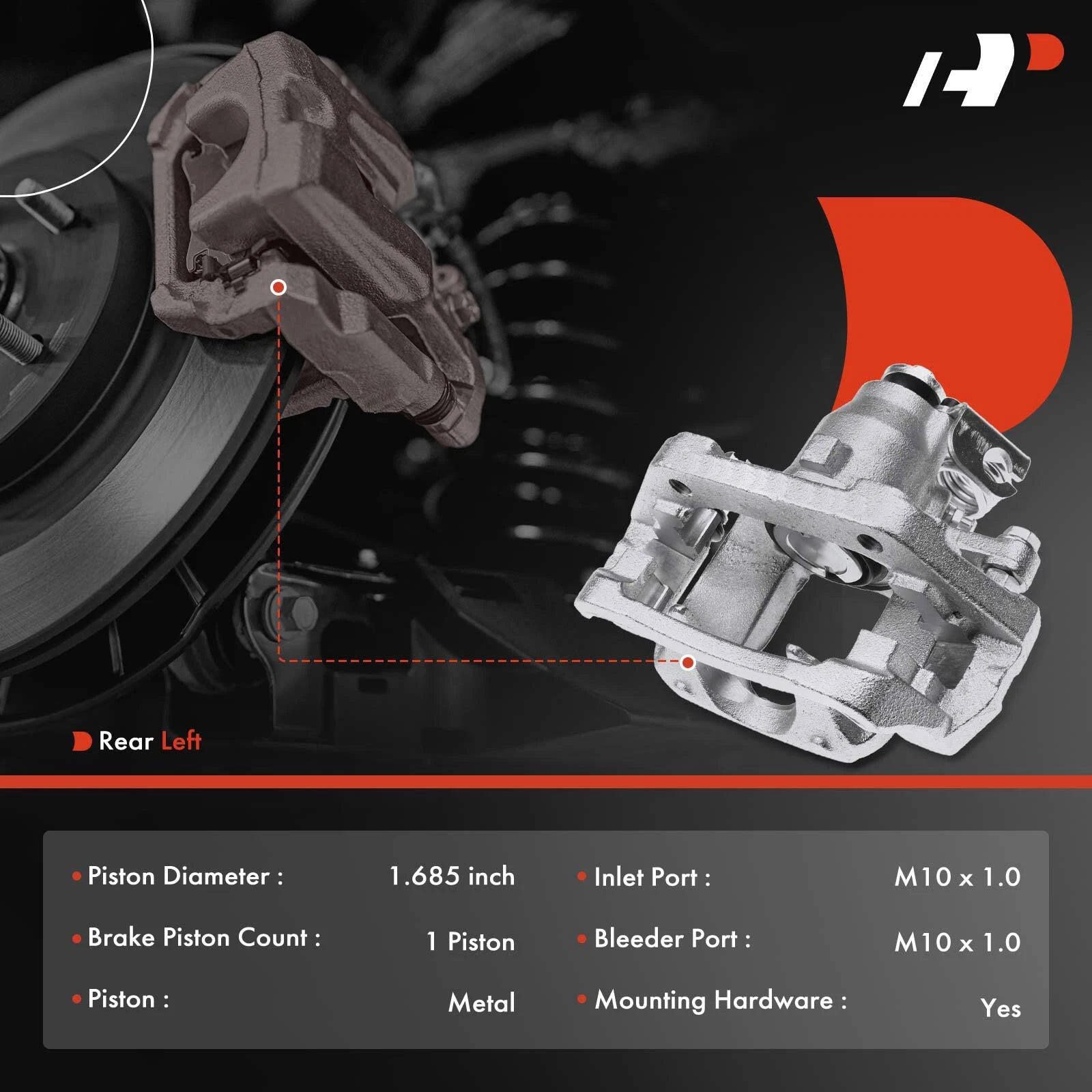 Rear Left Brake Caliper with Bracket for Ford Taurus (2010-2012)