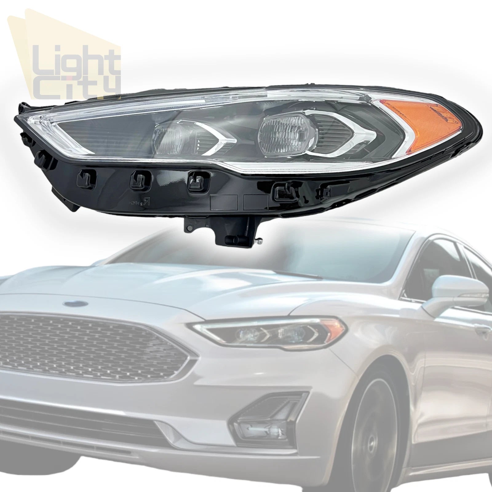Full LED Headlight for Ford Fusion (2017–2020) Projector Black Driver Side