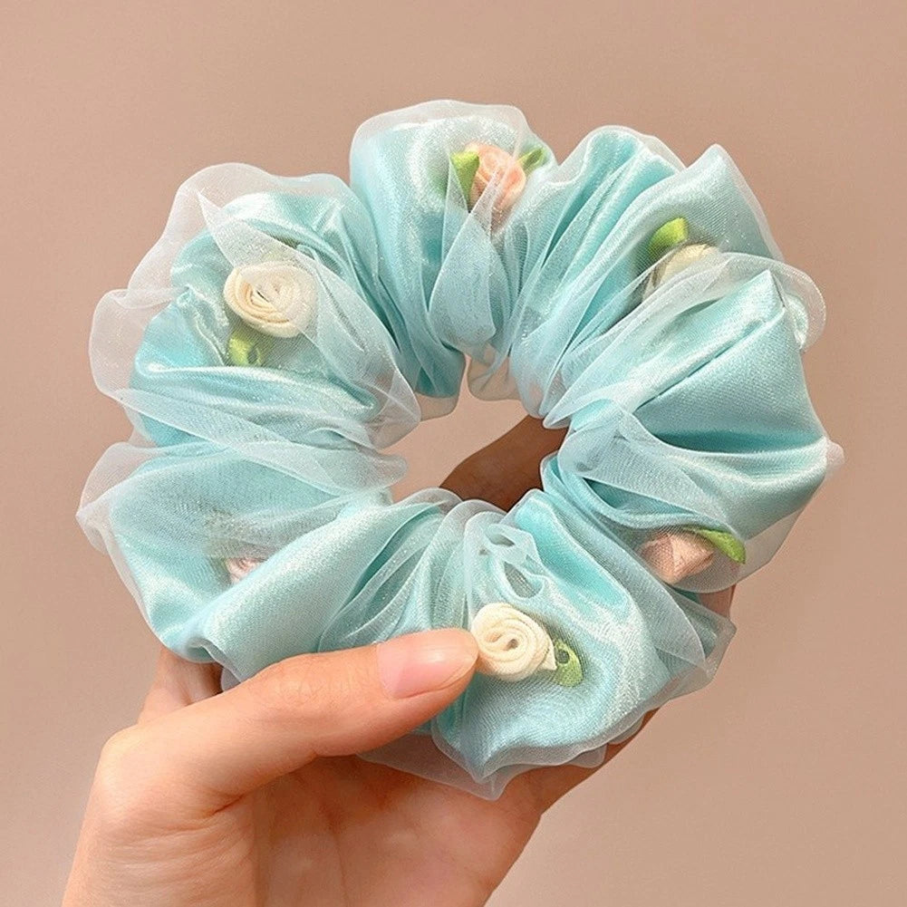 Set of 4 Floral Mesh Hair Ties for (12cm)