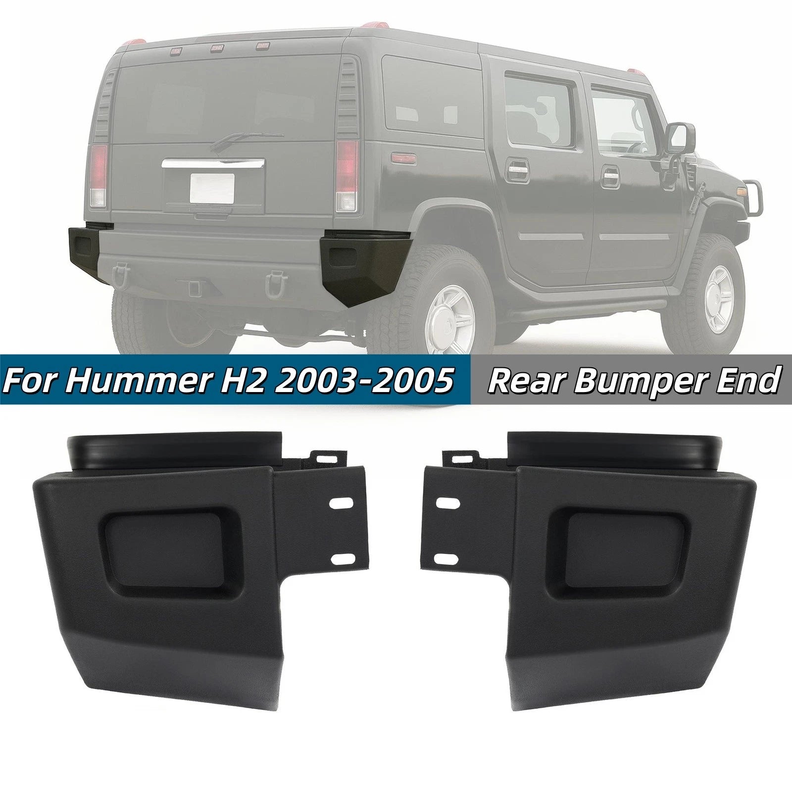 Set of 2 Rear Bumper End Caps for Hummer H2 (2003–2005)