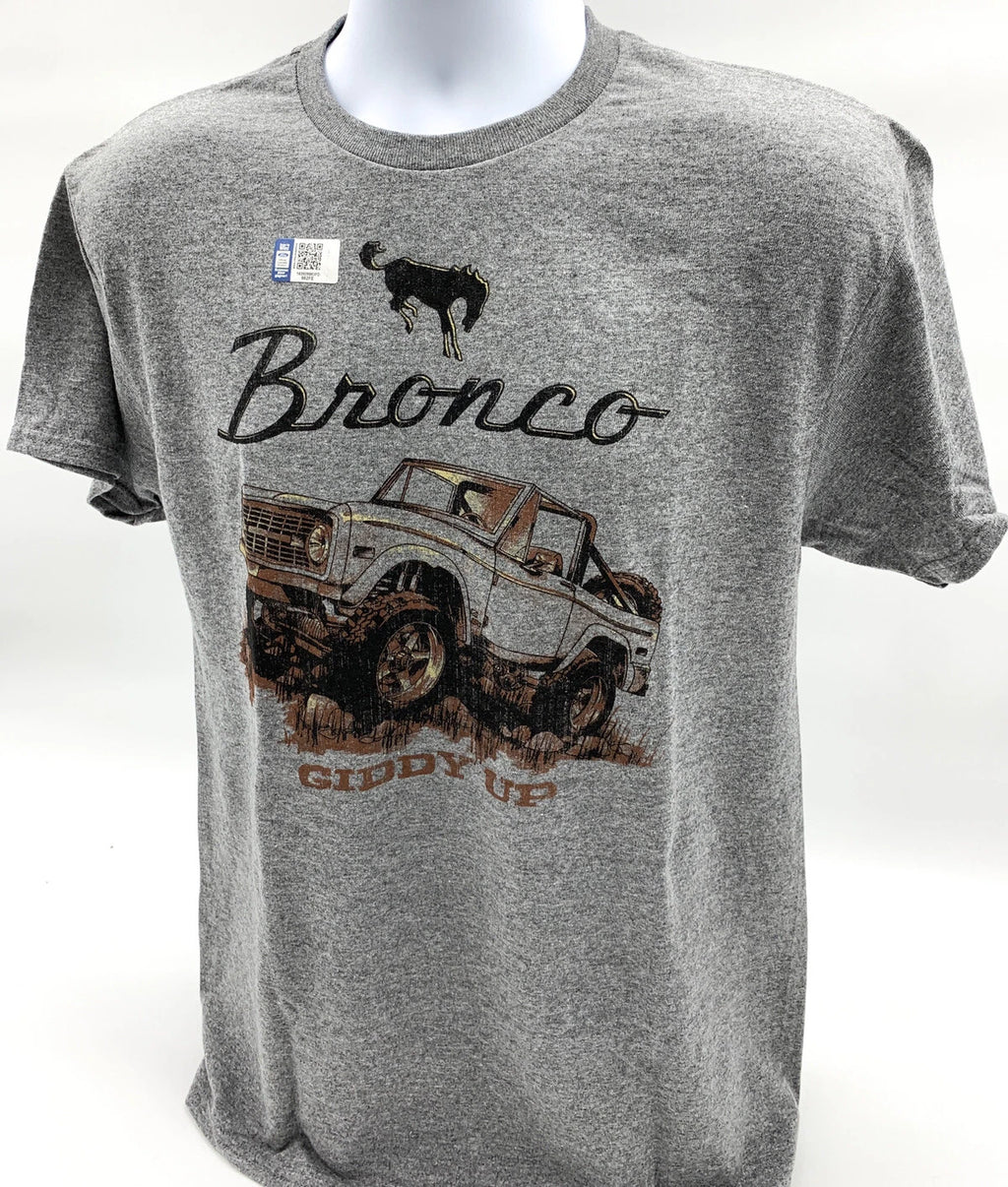 Ford Bronco T-Shirt Gray 1966–1977 Emblem Script for 1st Generation
