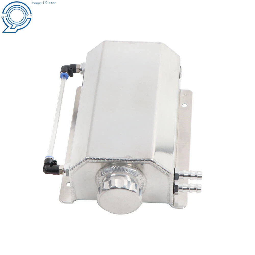 2L Polished Aluminum Coolant Radiator Overflow Reservoir Tank for