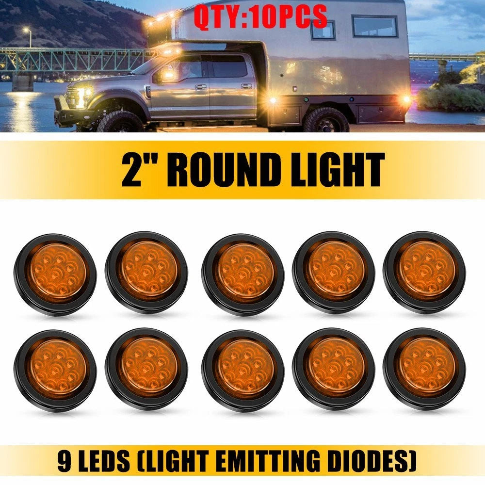2" Round Amber LED Light for Trailer Side Marker Clearance (5-25X)