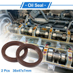 2X Oil Seal Rotary Shaft Seal for Various Models (36x47x7mm) FKM Rubber