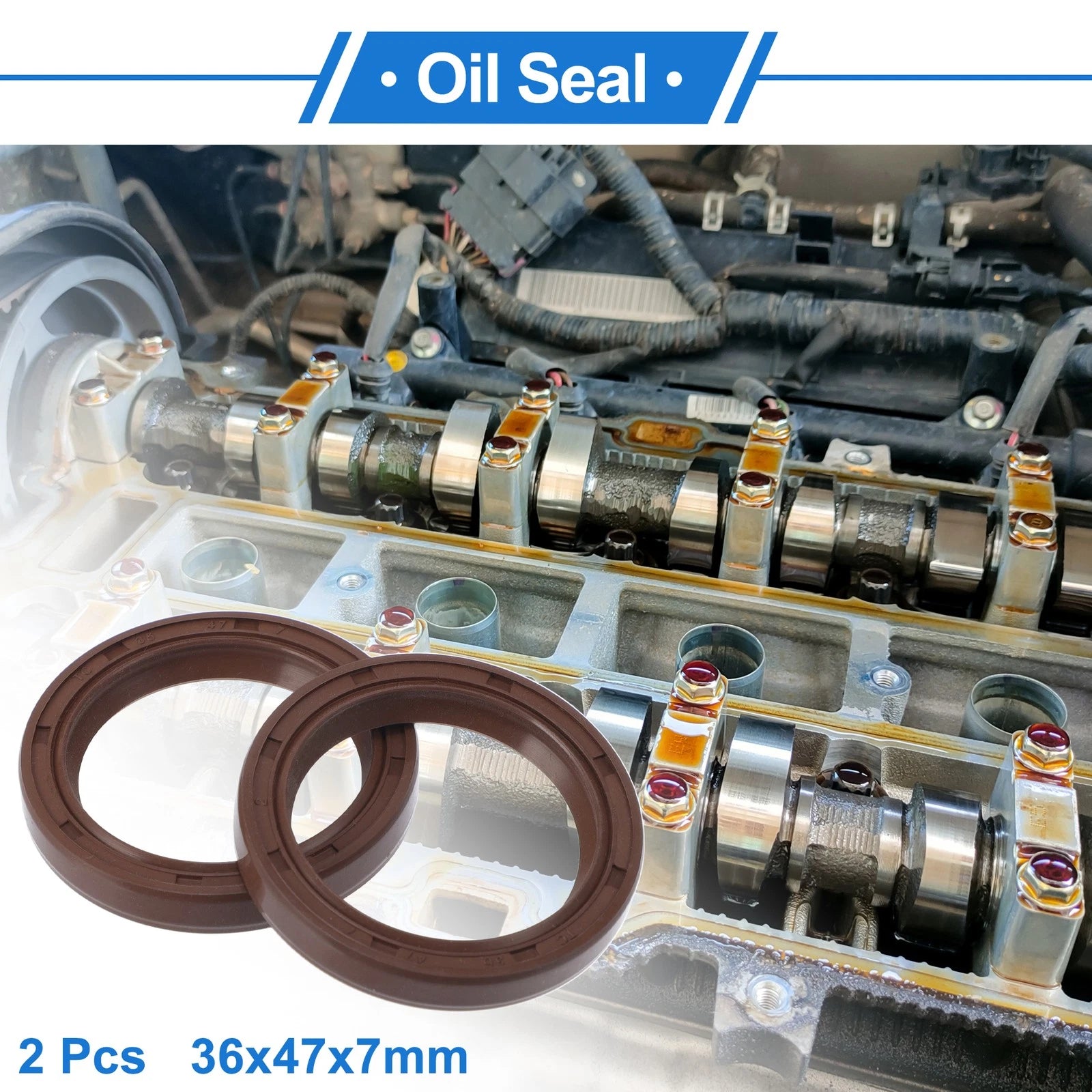 2X Oil Seal Rotary Shaft Seal for Various Models (36x47x7mm) FKM Rubber